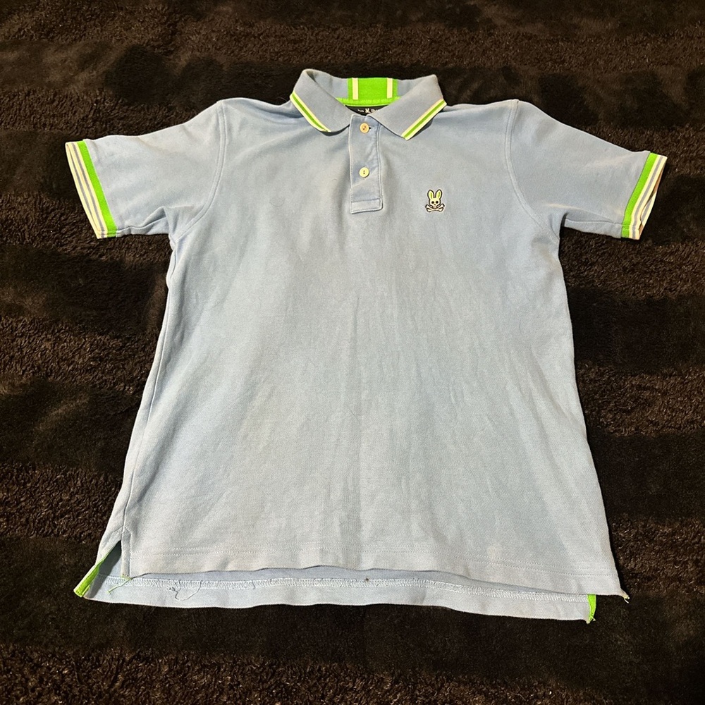 Kids Blue Polo Shirt with Green Accents